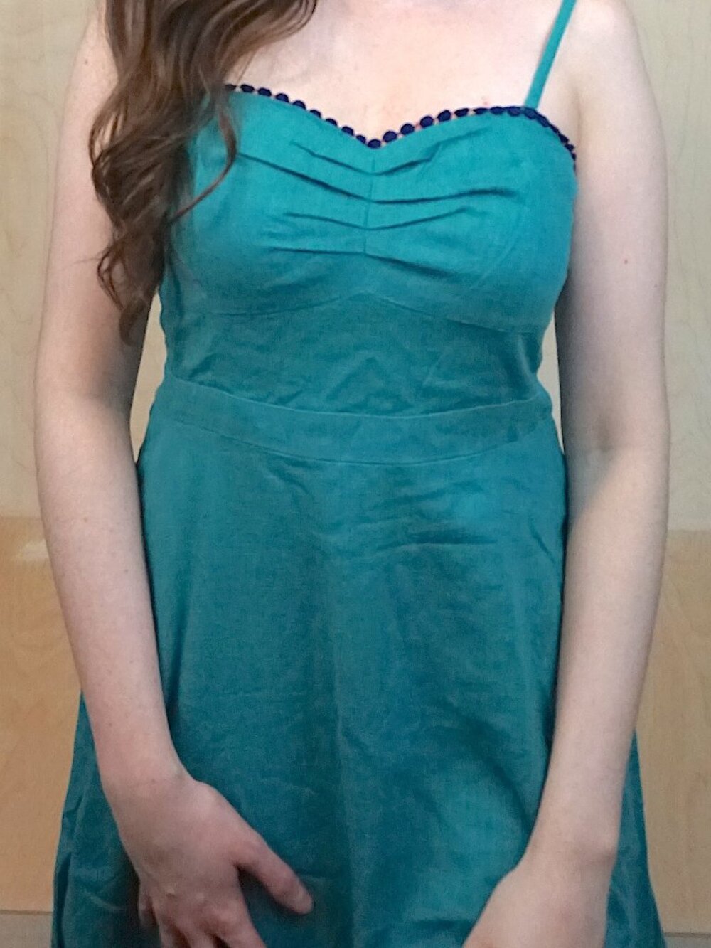 ModCloth "Seen Swooning" Linen A-Line Dress in Teal